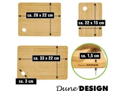 DuneDesign 3er Set Schneidebrett aus Bambus 33 x 22 cm mit Saftrille