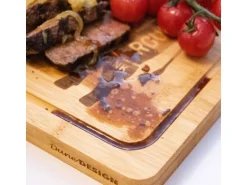 DuneDesign 4er Set Steakteller aus Bambus 33 x 23 x 2cm Motiv Comic-Kuh