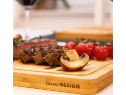 DuneDesign 4er Set Steakteller aus Bambus 33 x 23 x 2cm Motiv Comic-Kuh