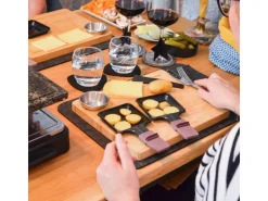 DuneDesign Raclette Teller Set mit Dipschale für 6 Personen 30 x 25 cm