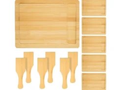 DuneDesign Raclettebrett mit Spachtel für 6 Personen 30 x 22 cm aus Bambus