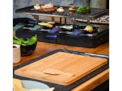 DuneDesign Raclettebrett mit Spachtel für 6 Personen 30 x 22 cm aus Bambus