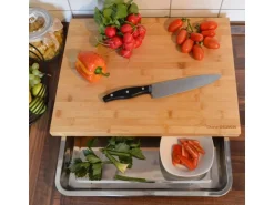 DuneDesign Schneidebrett 49 x 37 x 8 cm mit Edelstahl Auffangschale