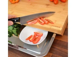 DuneDesign Schneidebrett 49 x 37 x 8 cm mit Edelstahl Auffangschale