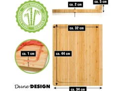 DuneDesign Schneidebrett aus Bambus 44 x 34 x 2 cm mit Kante