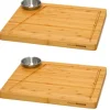 DuneDesign Schneidebrett aus Bambus 2er Set 30 x 25 x 2 cm mit Saftrille