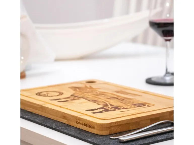 DuneDesign Schneidebrett aus Bambus 2er Set 33 x 23 x 2 cm mit Saftrille