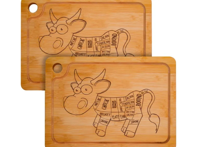 DuneDesign Schneidebrett aus Bambus 33 x 23 x 2 cm mit Saftrille