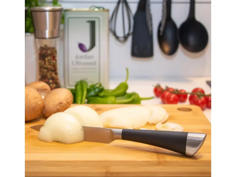 DuneDesign Schneidebrett aus Bambus 33 x 23 x 2 cm mit Saftrille