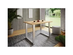 ebuy24 XonaU Esstisch 80x80 Eiche Dekor Silberfarben