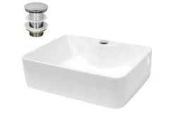 ECD Germany Design Waschbecken Waschtisch 480 x 380 x 140 mm inkl Ablaufgarnitur