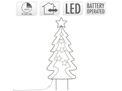 ECD Germany LED Gartenstecker Weihnachtsbaum 87cm 90 LEDs Warmweiß 6 Std Timer