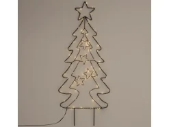 ECD Germany LED Gartenstecker Weihnachtsbaum 87cm 90 LEDs Warmweiß 6 Std Timer