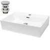 ECD Germany Waschbecken 605x365x130 mm Keramik Eckig Weiß inkl Ablaufgarnitur