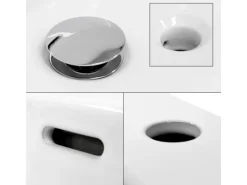 ECD Germany Waschbecken 605x365x130 mm Keramik Eckig Weiß inkl Ablaufgarnitur