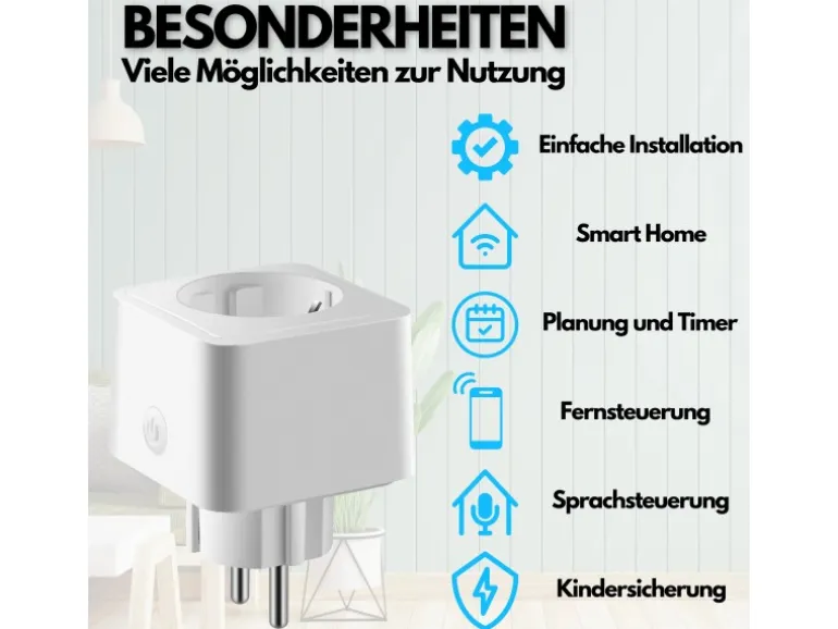 Echos Eco-4060 Smarte WLAN-Steckdose 4er Pack 16A Ausgangsleistung