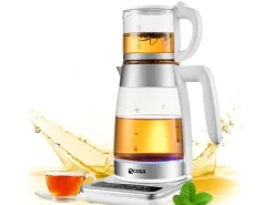 Ecosa EO-695 Teekocher mit Temperatureinstellung BPA-Frei 1,8L  2200 Watt Weiß