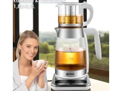 Ecosa EO-695 Teekocher mit Temperatureinstellung BPA-Frei 1,8L  2200 Watt Weiß