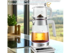 Ecosa EO-695 Teekocher mit Temperatureinstellung BPA-Frei 1,8L  2200 Watt Weiß