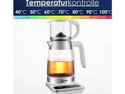 Ecosa EO-695 Teekocher mit Temperatureinstellung BPA-Frei 1,8L  2200 Watt Weiß