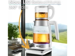 Ecosa EO-695 Teekocher mit Temperatureinstellung BPA-Frei 1,8L  2200 Watt Weiß