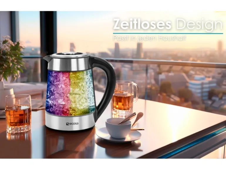 Ecosa EO-650 Wasserkocher mit Temperatureinstellung und Teefilter 1,7 L