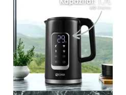 Ecosa EO-693 Wasserkocher schwarz mit Temperatureinstellung 1,7 L