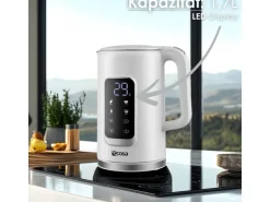Ecosa EO-691 Wasserkocher weiß mit Temperatureinstellung 1,7 L