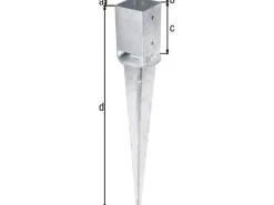 Einschlag-Bodenhülse für Vierkantholzpfosten verstellbar feuerverzinkt