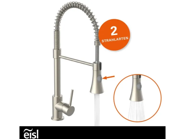 Eisl Spültischarmatur Leon mit herausziehbarer Geschirrbrause Edelstahloptik