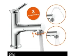 Eisl Variabile Waschtischarmatur mit herausziehbarer Haarbrause Chrom