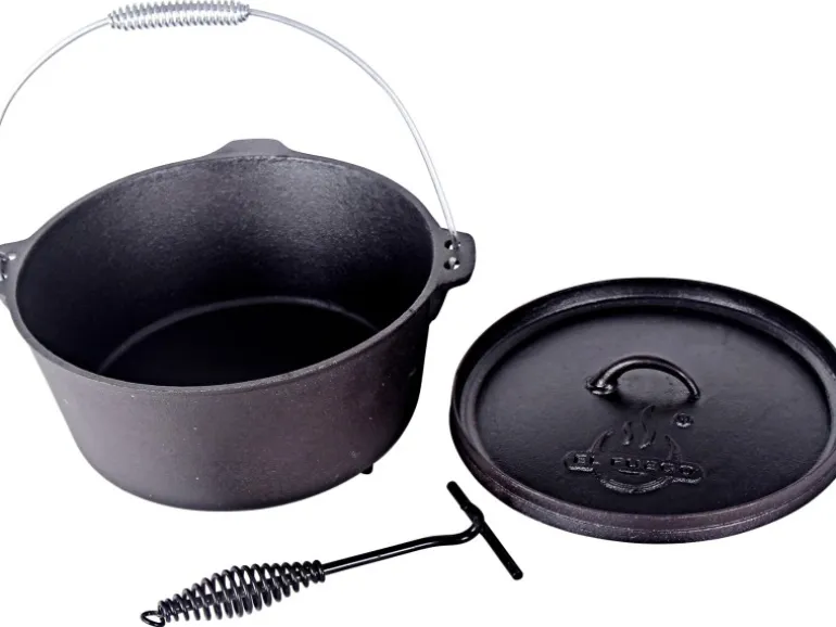 El Fuego Dutch Oven 5,5 l Schwarz inkl. Deckelheber und Transportbügel