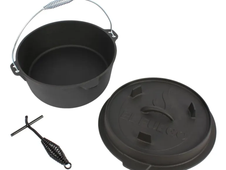 El Fuego Dutch-Oven Gusseisen 11,4 l Deckel 2,2 l Schwarz