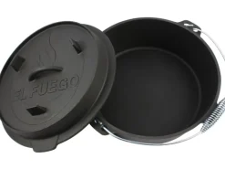 El Fuego Dutch-Oven Gusseisen 11,4 l Deckel 2,2 l Schwarz