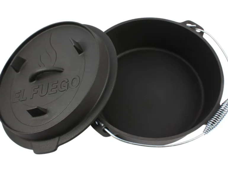 El Fuego Dutch-Oven Gusseisen 11,4 l Deckel 2,2 l Schwarz