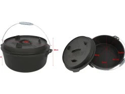 El Fuego Dutch-Oven Gusseisen 11,4 l Deckel 2,2 l Schwarz