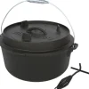 El Fuego Dutch-Oven Gusseisen 7,2 l Deckel 1,8 l Schwarz