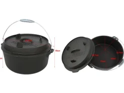 El Fuego Dutch-Oven Gusseisen 7,2 l Deckel 1,8 l Schwarz