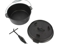 El Fuego Dutch-Oven Gusseisen 3,5 l Deckel 1 l Schwarz