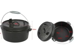 El Fuego Dutch-Oven Gusseisen 3,5 l Deckel 1 l Schwarz