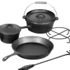 El Fuego Dutch-Oven-Set Gusseisen 5-tlg. Schwarz