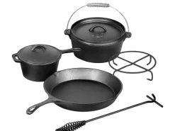 El Fuego Dutch-Oven-Set Gusseisen 5-tlg. Schwarz