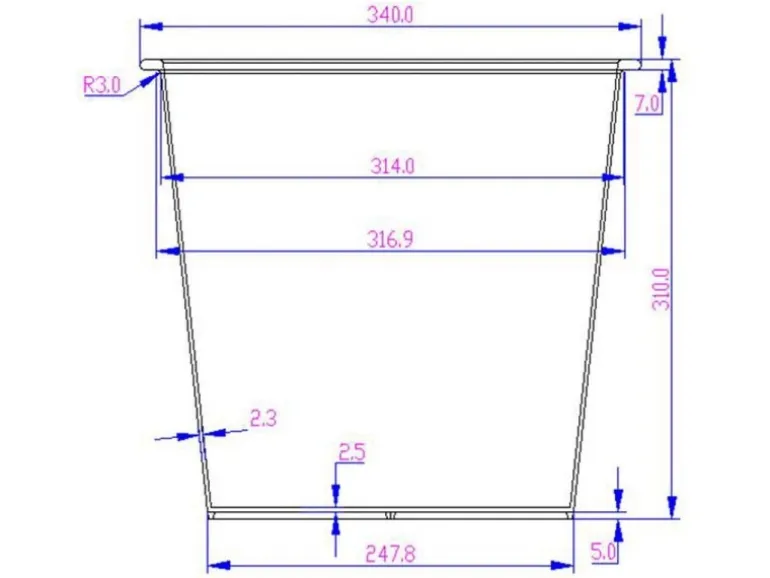 Elegant Einrichten Kunststoffeinsatz Quadratisch Konisch 34x34x31cm Schwarz