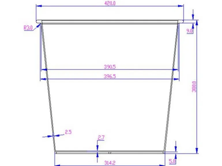 Elegant Einrichten Kunststoffeinsatz Quadratisch Konisch 42x42x38cm Schwarz