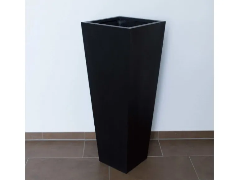 Elegant Einrichten Pflanzkübel Fiberglas Säule konisch 38x38x100cm Elegant Schwarz-mat
