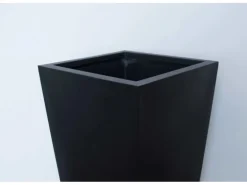 Elegant Einrichten Pflanzkübel Fiberglas Säule konisch 38x38x100cm Elegant Schwarz-mat