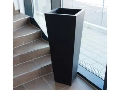 Elegant Einrichten Pflanzkübel Fiberglas Säule konisch 38x38x100cm Elegant Schwarz-mat