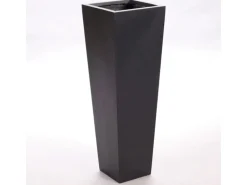 Elegant Einrichten Pflanzkübel Fiberglas Säule konisch 38x38x100cm Elegant Schwarz-mat