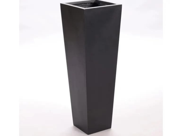 Elegant Einrichten Pflanzkübel Fiberglas Säule konisch 38x38x100cm Elegant Schwarz-mat