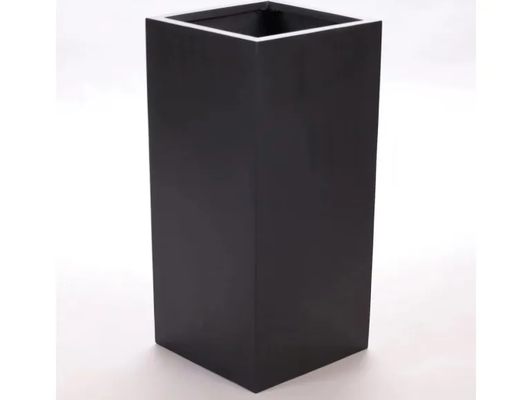 Elegant Einrichten Pflanzkübel Fiberglas Säule 38x38x70cm Elegant Schwarz-Matt